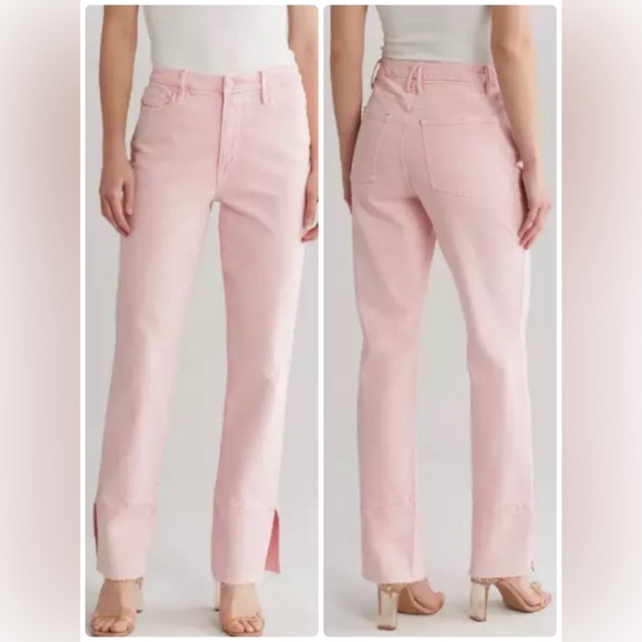 Good American Denim - Good American Good Boy Straight Jeans Split Hem In MineralRoseQuar Pink Sz 6/28